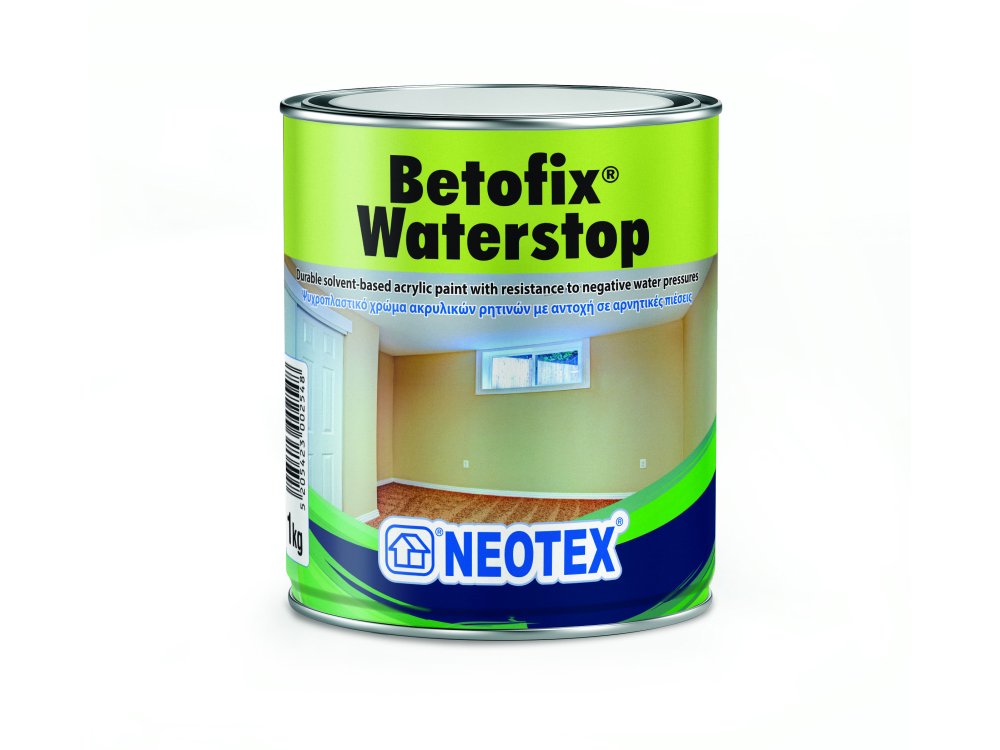 Neotex Betofix Waterstop 1Kg Λευκή Βαφή Ακρυλικών Ρητινών με Αντοχή σε Αρνητικές Πιέσεις