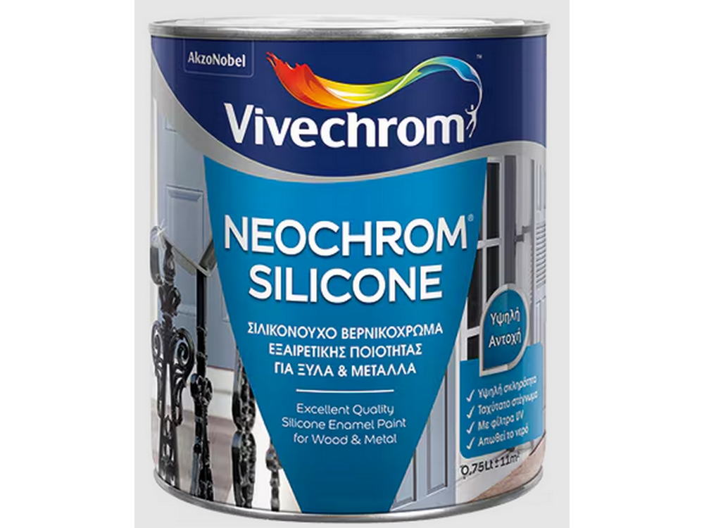 Vivechrom Neochrom Silicone 9 Μολύβι 0,75Lt Σιλικονούχο Βερνικόχρωμα για Μέταλλα και Ξύλα