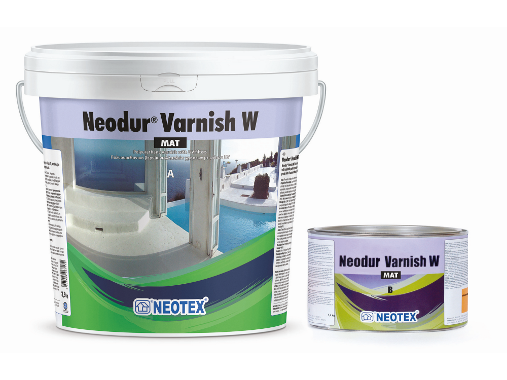 Neotex Neodur Varnish W Mat Διάφανο 1Kg (Α+Β) Πολυουρεθανικό Υδατοδιαλυτό Βερνίκι Δύο Συστατικών Ματ