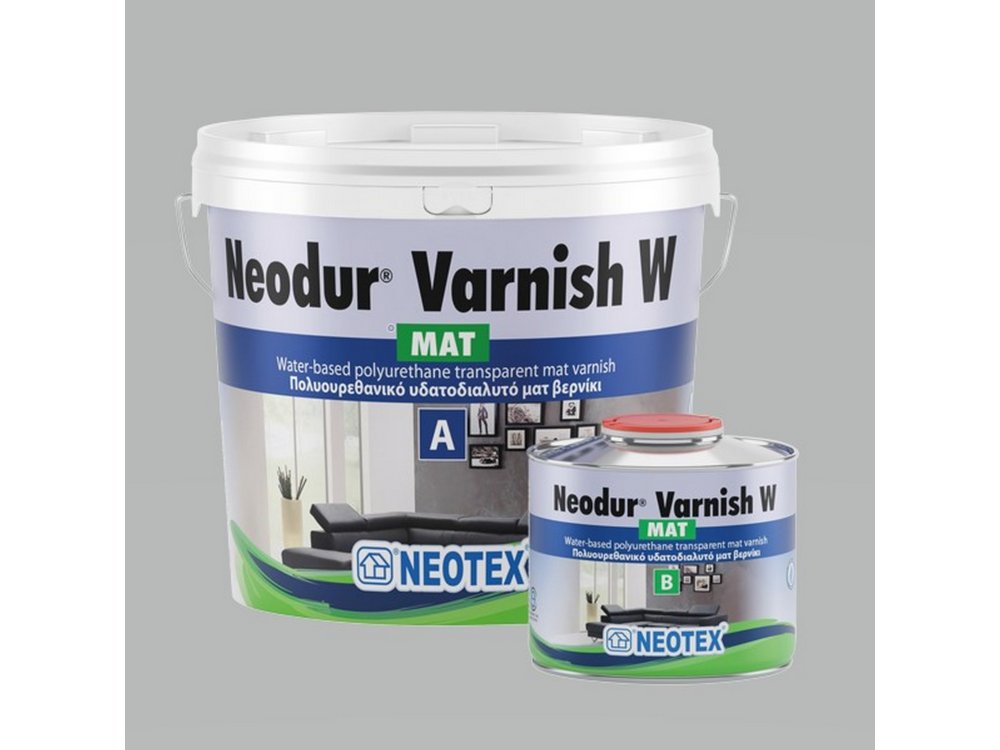 Neotex Neodur Varnish W Mat Διάφανο 0,8Kg (kit) Πολυουρεθανικό Υδατοδιαλυτό Βερνίκι Δύο Συστατικών Ματ